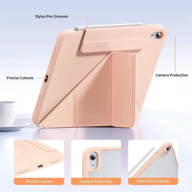 Alt view image 5 of 5 - New Magnetic Rotating Detachable iPad Case for 11th Generation 11 Inch (2025) & 10th Gen 10.9" (2022), Adjustable Smart Stand (Portrait/Landscape/Raised), with Pencil Holder, Auto Wake/Sleep - Pink