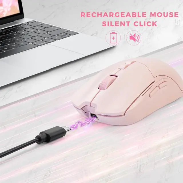 Alt view image 5 of 5 - KOPJIPPOM Silent Wireless Keyboard and Mouse Combo - Keyboard with Large Print Cover, 2.4GHz Full-Sized Ergonomic Keyboard with Wrist Rest and Rechargeable Mouse for Laptop, PC, Notebook, Desktop