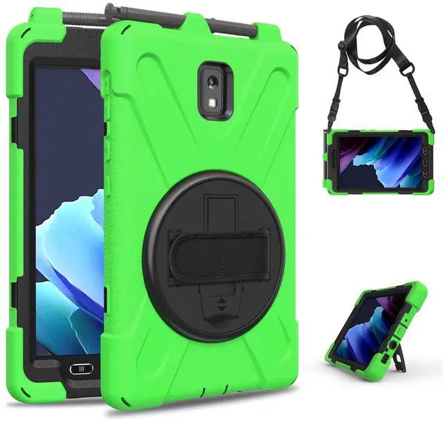 Alt view image 2 of 5 - KYJX for Samsung Galaxy Tab Active 3/Galaxy Tab Active 5 8.0 inch Case, 3in1 Heavy Duty Rugged Protection Cover with 360 Stand/Hand Strap/Shoulder Strap, Green