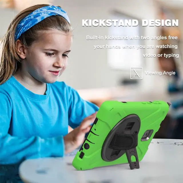 Alt view image 3 of 5 - KYJX for Samsung Galaxy Tab Active 3/Galaxy Tab Active 5 8.0 inch Case, 3in1 Heavy Duty Rugged Protection Cover with 360 Stand/Hand Strap/Shoulder Strap, Green