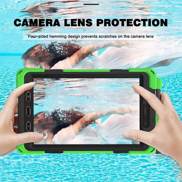 Alt view image 4 of 5 - KYJX for Samsung Galaxy Tab Active 3/Galaxy Tab Active 5 8.0 inch Case, 3in1 Heavy Duty Rugged Protection Cover with 360 Stand/Hand Strap/Shoulder Strap, Green