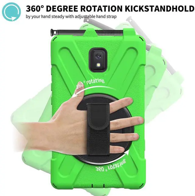Alt view image 5 of 5 - KYJX for Samsung Galaxy Tab Active 3/Galaxy Tab Active 5 8.0 inch Case, 3in1 Heavy Duty Rugged Protection Cover with 360 Stand/Hand Strap/Shoulder Strap, Green