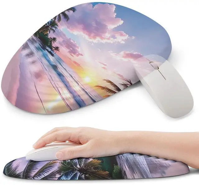 Main image of ORIENWEEDA Ergonomic Mouse Pad with Wrist Support, Comfortable Entire Memory Foam, Wrist Pain Relief and Anti-Slip PU Base, Mousepad for Various Computers, Laptop PC (12x8x1.2inch, Sunset Beach)