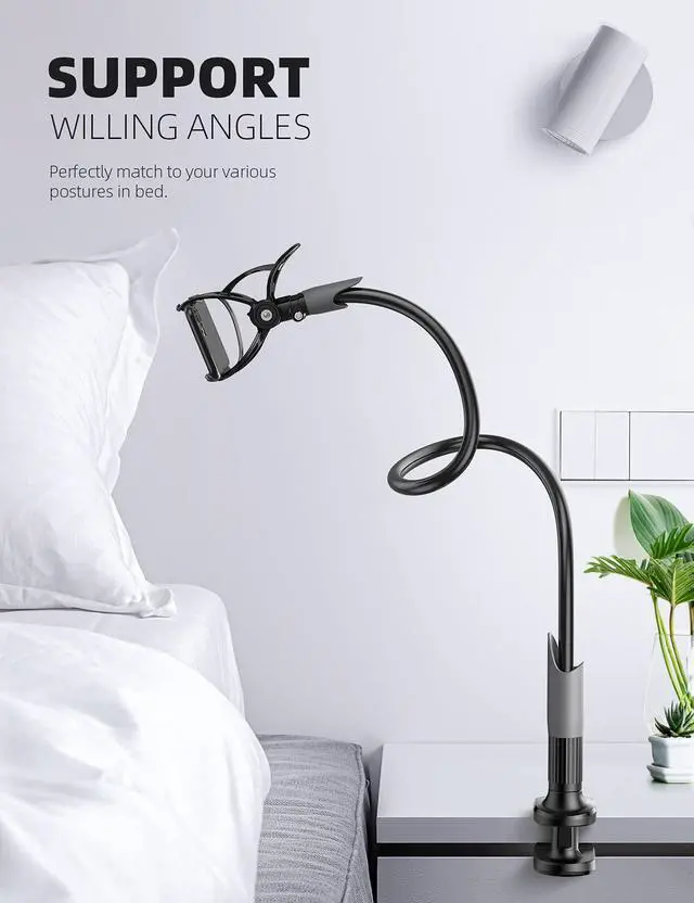 Alt view image 5 of 5 - Lamicall Bundle Set Phone Holder Bed Gooseneck Mount+Adjustable Laptop Stand, Portable Laptop Riser