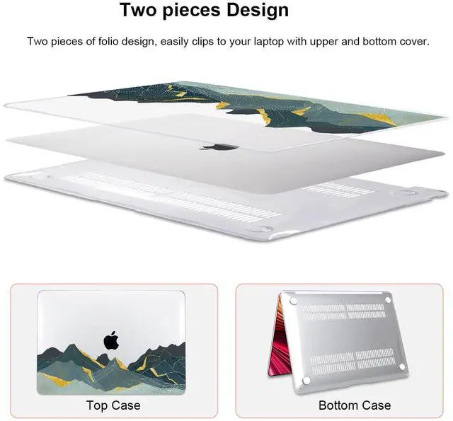 Alt view image 4 of 5 - LCMOCICO for MacBook Air 13 Inch Case 2021 2020 2019 2018, Plastic Hard Shell Case Keyboard Cover for Mac Air 13 Model A2337 M1 A2179 A1932 with Touch ID & Retina Display, Circling Mountain