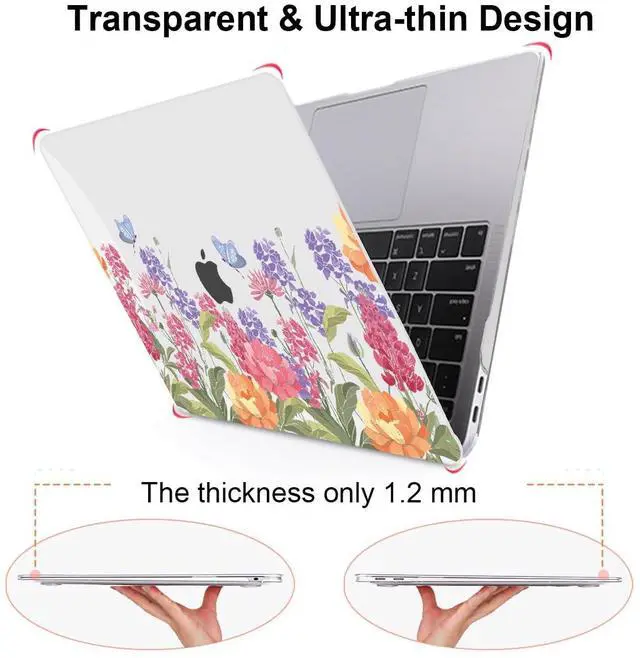 Alt view image 5 of 5 - LCMOCICO for MacBook Air 13 inch M1 Case 2021 2020 2019 2018 (Model M1 A2337 A2179 A1932) with Touch ID & Retina Display, Printed Pattern Hard Shell Case Keyboard Cover, Pink & Purple Flowers