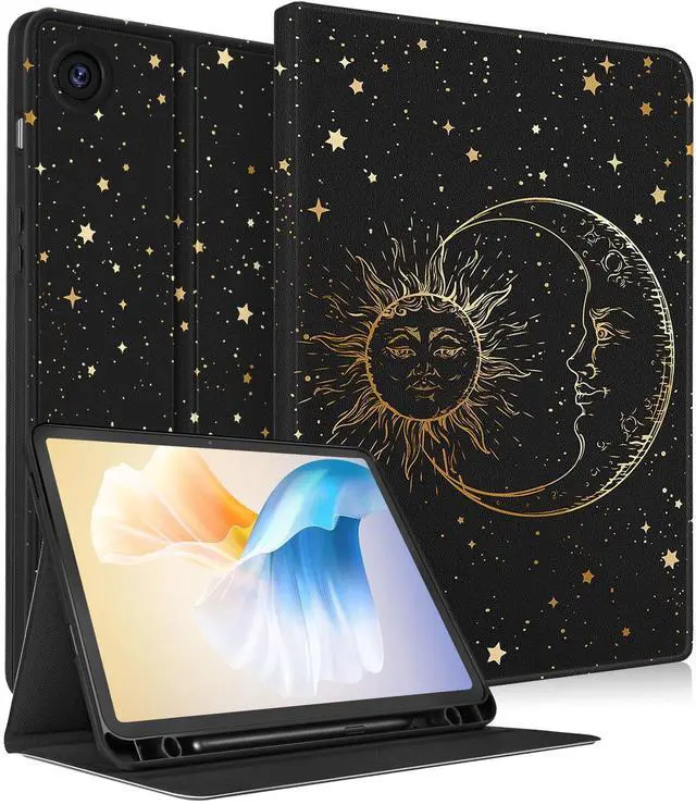 Main image of LISEVO for Samsung Galaxy Tab A9 Plus Case 11 inch(SM-X210/X216/X218), Women Girls Cute Folio Cover with Pencil Holder, Auto Week/Sleep Design for Samsung A9+ Plus Tablet Cases, Sun Moon Star