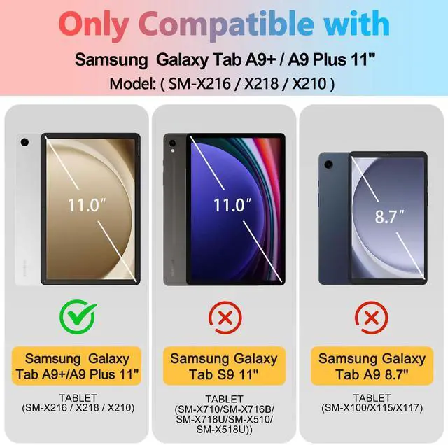 Alt view image 2 of 5 - LISEVO for Samsung Galaxy Tab A9 Plus Case 11 inch(SM-X210/X216/X218), Women Girls Cute Folio Cover with Pencil Holder, Auto Week/Sleep Design for Samsung A9+ Plus Tablet Cases, Sun Moon Star