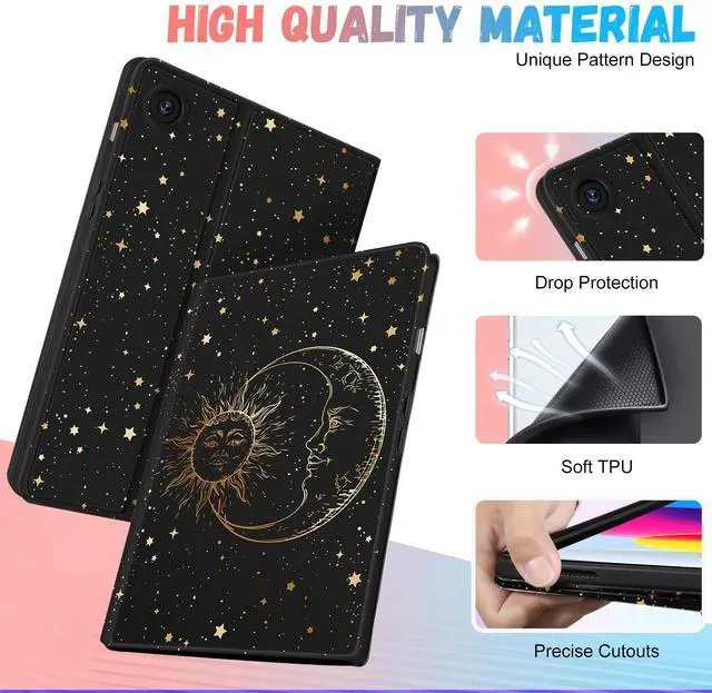 Alt view image 4 of 5 - LISEVO for Samsung Galaxy Tab A9 Plus Case 11 inch(SM-X210/X216/X218), Women Girls Cute Folio Cover with Pencil Holder, Auto Week/Sleep Design for Samsung A9+ Plus Tablet Cases, Sun Moon Star