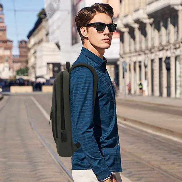 Alt view image 2 of 5 - Business Backpack for Men Slim Lightweight Laptop Backpack Water Resistant Small Office Backpack for Commute Travel Daily Office Work with Small Bag(Green)