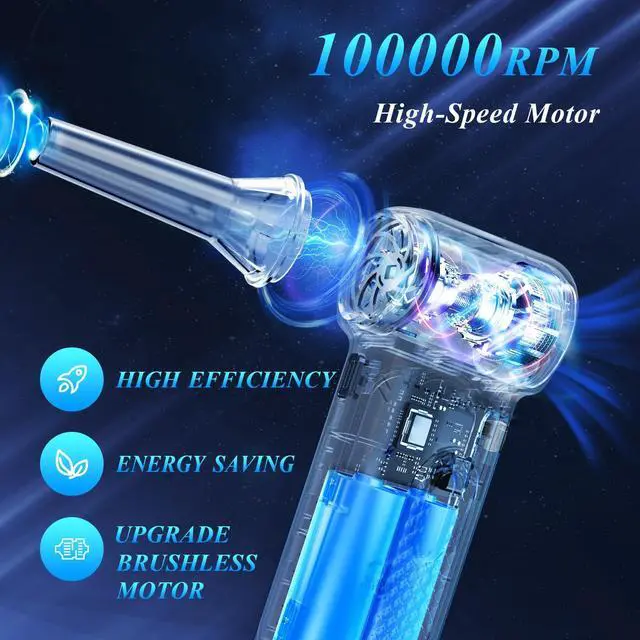 Alt view image 2 of 5 - Compressed Air Duster, 150,000 RPM Keyboard Cleaner, Replace Compressed air can, Computer Accessories for Outdoors, PC, Electronics, Snow and Car Dust Off