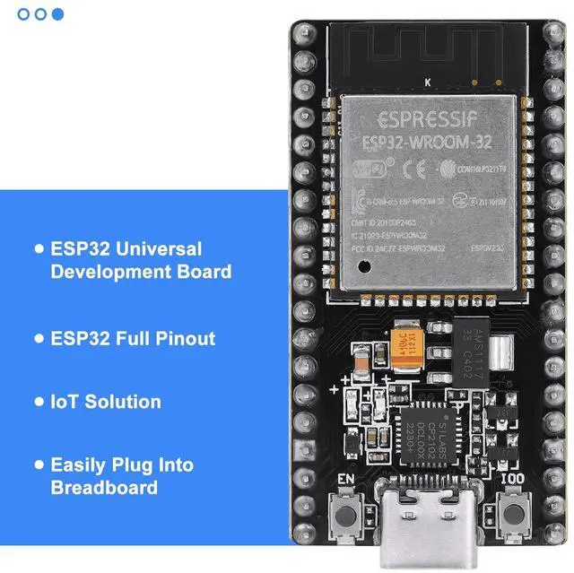 Alt view image 4 of 5 - 4 Pack ESP32 Board ESP32-32S WROOM Module CP2012 USB C 38 Pin WiFi+Blue Tooth Type-C Interface ESP32-DevKitC-32 Development Board STA/AP/STA+AP