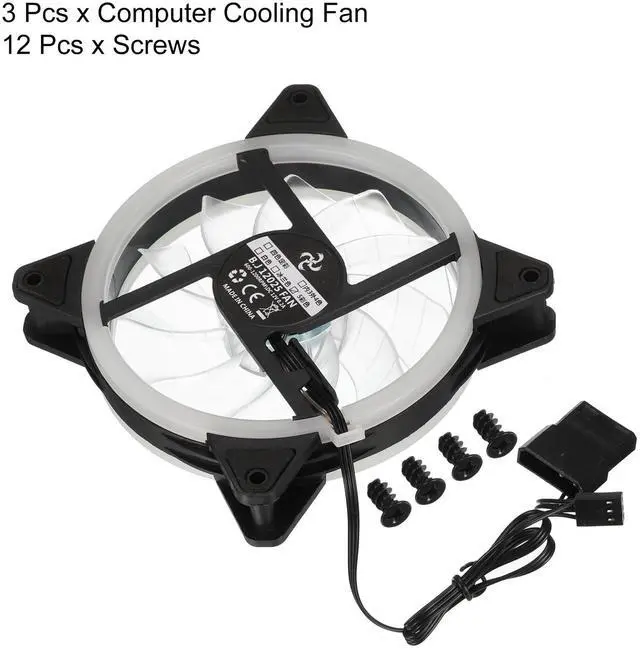 Alt view image 3 of 5 - MECCANIXITY 3Pcs RGB Computer Case Fan 600-1200RPM 120mm 3-4 Pin Multicolor LED Silent Cooling 15 LED 12V for Desktop Computer Radiators W Rubber Pads 4 Screws