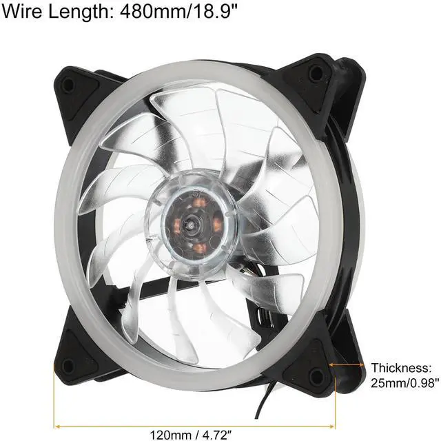 Alt view image 2 of 5 - MECCANIXITY 3Pcs RGB Computer Case Fan 600-1200RPM 120mm 3-4 Pin Multicolor LED Silent Cooling 15 LED 12V for Desktop Computer Radiators W Rubber Pads 4 Screws