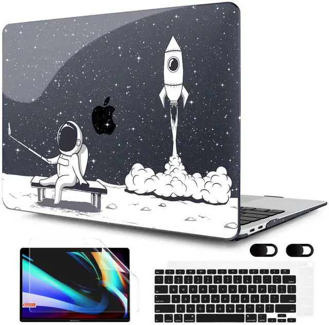 Main image of MEEgoodo MacBook Air Case 13.3 Inch - Hard Shell with Keyboard Cover & Touch ID - Astronaut Rocket Glitter