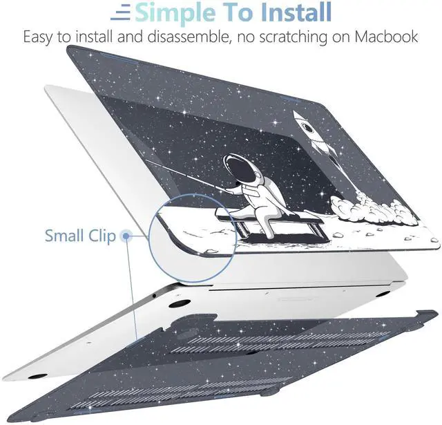 Alt view image 4 of 5 - MEEgoodo MacBook Air Case 13.3 Inch - Hard Shell with Keyboard Cover & Touch ID - Astronaut Rocket Glitter