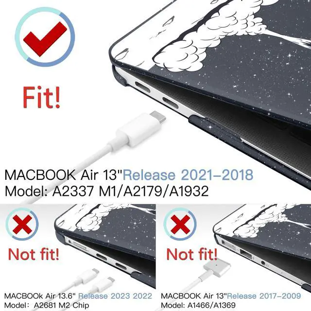Alt view image 2 of 5 - MEEgoodo MacBook Air Case 13.3 Inch - Hard Shell with Keyboard Cover & Touch ID - Astronaut Rocket Glitter