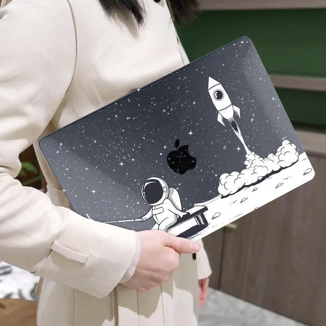 Alt view image 5 of 5 - MEEgoodo MacBook Air Case 13.3 Inch - Hard Shell with Keyboard Cover & Touch ID - Astronaut Rocket Glitter