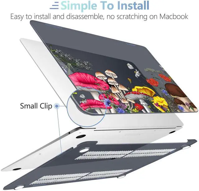 Alt view image 4 of 5 - MEEgoodo for MacBook Air 13 inch Case 2021 2020 2019 2018 Released A2337 M1 A2179 A1932 with Touch ID, Plastic Hard Shell & Keyboard Cover Compatible with MacBook Air Case 13.3, Forest of Mushrooms
