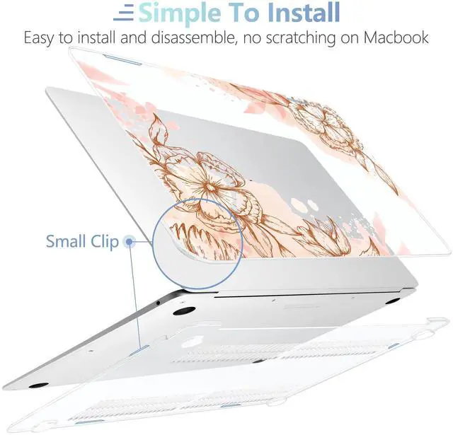 Alt view image 4 of 5 - MEEgoodo for MacBook Air 13.3 inch Case 2021 2020 2019 2018 A2337 M1 A2179 A1932,Clear Case for MacBook Air M1, Laptop Shell with Keyboard Webcam Cover & Trackpad Film & Type C Adapter,Floral Elements