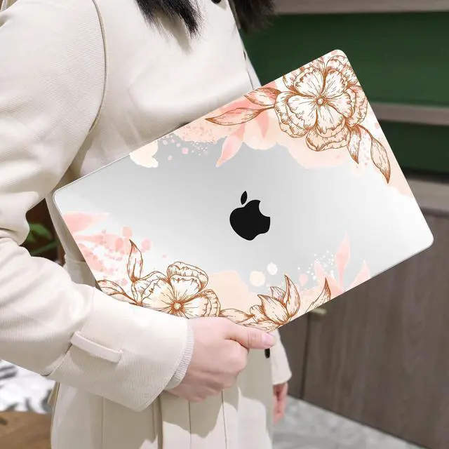 Alt view image 5 of 5 - MEEgoodo for MacBook Air 13.3 inch Case 2021 2020 2019 2018 A2337 M1 A2179 A1932,Clear Case for MacBook Air M1, Laptop Shell with Keyboard Webcam Cover & Trackpad Film & Type C Adapter,Floral Elements