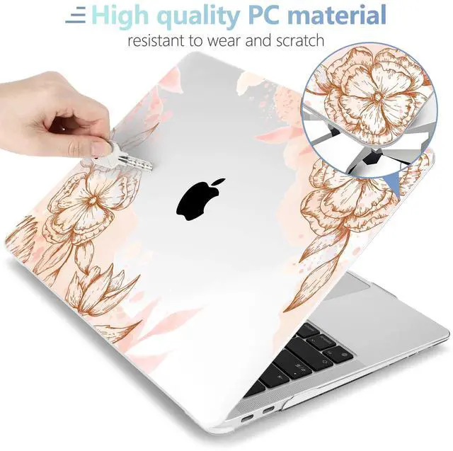 Alt view image 3 of 5 - MEEgoodo for MacBook Air 13.3 inch Case 2021 2020 2019 2018 A2337 M1 A2179 A1932,Clear Case for MacBook Air M1, Laptop Shell with Keyboard Webcam Cover & Trackpad Film & Type C Adapter,Floral Elements