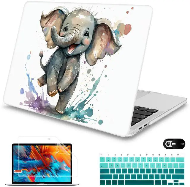 Main image of Mektron for MacBook Air 13 Case A1466/A1369 (2010-2017 Release), Snap-on Plastic Hard Shell Cover for MacBook Air 13.3 inch with Keyboard Cover, Cute Elephant