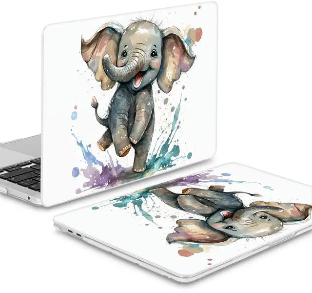 Alt view image 4 of 5 - Mektron for MacBook Air 13 Case A1466/A1369 (2010-2017 Release), Snap-on Plastic Hard Shell Cover for MacBook Air 13.3 inch with Keyboard Cover, Cute Elephant