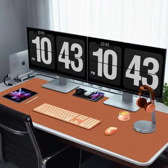 Alt view image 5 of 5 - Large Desk Pad, 47.2" x 17" PU Leather Desk Mat for Desktop, Non-Slip Office Desk Mat for Desk, Desk Blotter Pad, Waterproof Computer Pad for Desk, Keyboard Mats for Home & Office (Russet Brown)