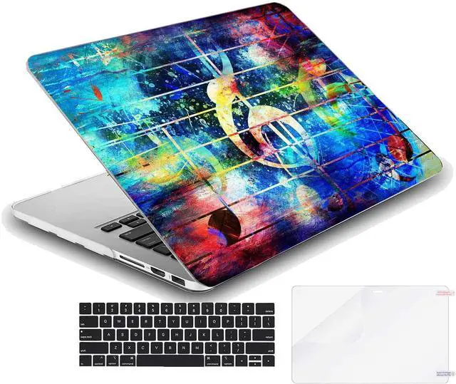 Alt view image 2 of 5 - MINGDAO Case Compatible with MacBook Pro 13 inch, Hard Protective Shell with Keyboard Cover (M1 A2338 A2289 A2251 A2159 A1989 A1706 A1708, 2016-2020 Release) - Grunge Music Note