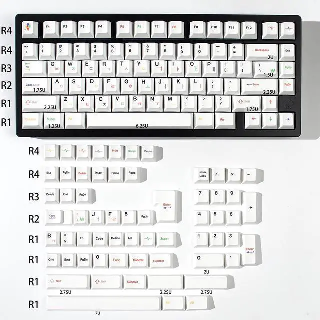 Alt view image 2 of 5 - mintcaps 144 Keys White Korean Keycaps Cherry Profile Dye Sublimated PBT Keycap Set Suitable for 60% 65% 75% 100% Cherry Mx Switches Mechanical Keyboard