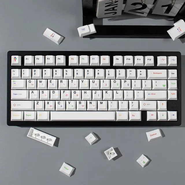 Alt view image 3 of 5 - mintcaps 144 Keys White Korean Keycaps Cherry Profile Dye Sublimated PBT Keycap Set Suitable for 60% 65% 75% 100% Cherry Mx Switches Mechanical Keyboard