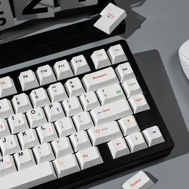 Alt view image 4 of 5 - mintcaps 144 Keys White Korean Keycaps Cherry Profile Dye Sublimated PBT Keycap Set Suitable for 60% 65% 75% 100% Cherry Mx Switches Mechanical Keyboard