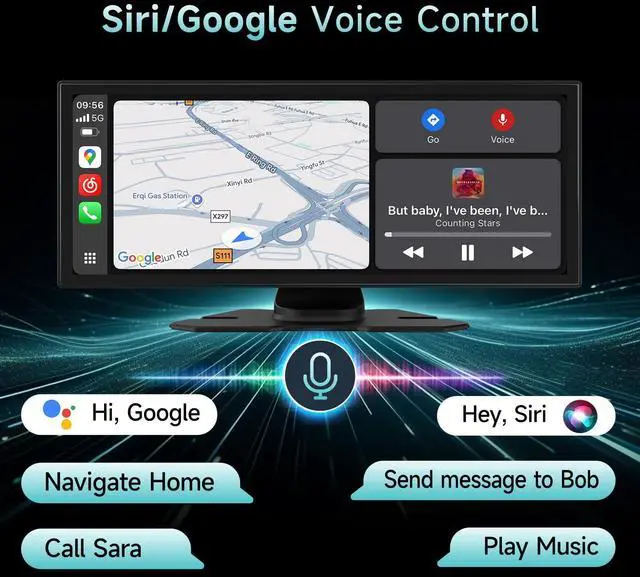 Alt view image 3 of 5 - Upgrade Wireless Carplay Screen for Car with 4K Dash Cam, 11.26'' Portable A-pple CarPlay & Android Auto Car Stereo Touchscreen with Backup Camera, Mirror Link/GPS Navigation/Bluetooth/Siri/FM