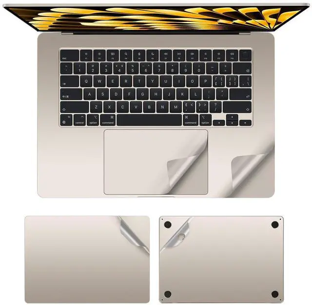 Alt view image 3 of 5 - 4 in 1 Ultra Thin 3M Vinyl Full Size Laptop Skins Decals Palm Rest Skin Sticker for 2025+ MacBook Air 13.6 Inch M4(Model: A3240) and 2022+ MacBook Air 13.6" M2 M3(Model: A2681/A3113) -Starlight