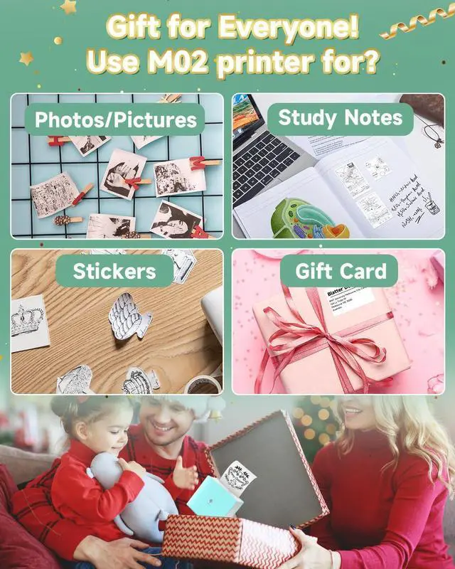 Alt view image 5 of 5 - Phomemo M02 Mini Sticker with 3 Rolls Transparent Sticker Paper on Color Pink, Green, Blue