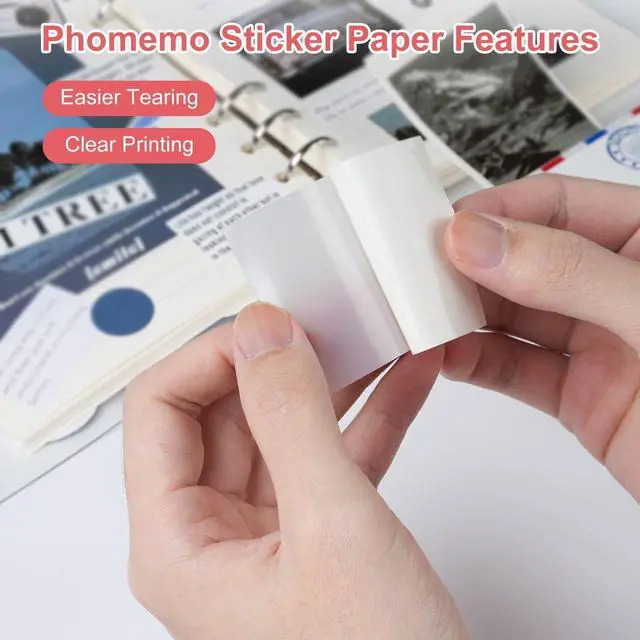 Alt view image 4 of 5 - Phomemo M02 Mini Sticker with 3 Rolls Transparent Sticker Paper on Color Pink, Green, Blue