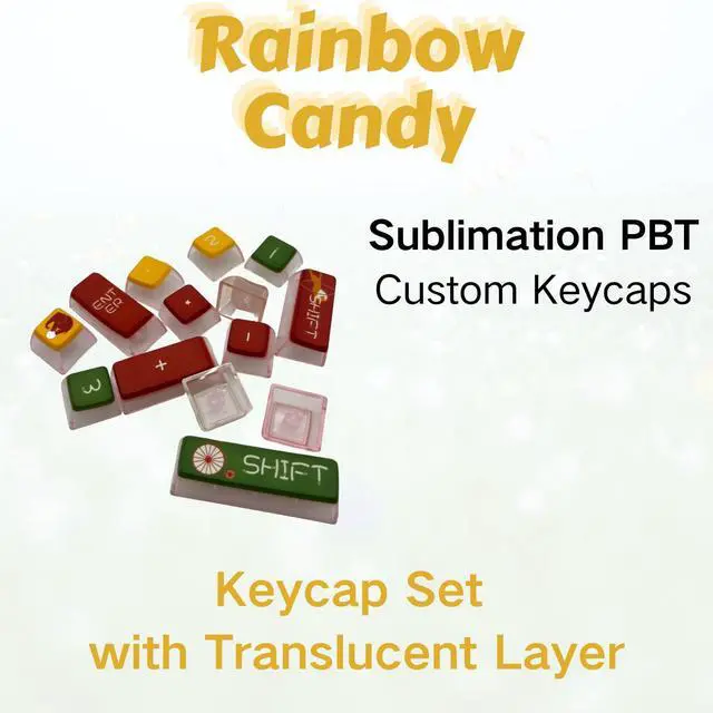 Alt view image 3 of 5 - Rainbow Dye Sub PBT Keycaps,Pudding Keycaps Set, Custom Keycaps for Mechanical Gaming Keyboard,Shine Through Keycaps,Keycaps 60 Percent,Keycaps 75 Percent,Keycaps 100 Percent (Amusement Park)