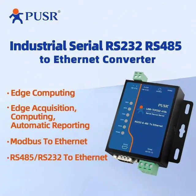 Alt view image 2 of 5 - PUSR Edge Computing RS485 RS232 to Ethernet Modbus Gateway Modbus to ethernet with MQTT SSL/TLS encryption in HTTP Modbus RTU to TCP USR-TCP232-410S-RT