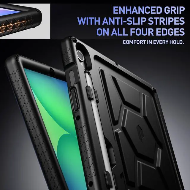 Alt view image 5 of 5 - Poetic TurtleSkin Case for Samsung Galaxy Tab S10 FE (2025)/ Tab S9 FE | Fan Edition (2023) 10.9 inch Case with S Pen Holder, Heavy Duty Shockproof Kids Friendly Protective Silicone Cover, Black