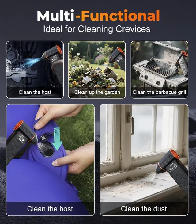 Alt view image 3 of 5 - Electric Air Duster-260000rpm Compressed Air Duster Supports Reverse Charging,Continuously Variable Speed Adjustment Dust Blower for Computer, Keyboard, House, Outdoor and Car