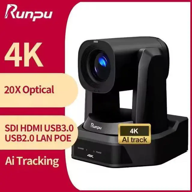 Alt view image 2 of 5 - Runpu Church Studio Broadcast SDI Poe 4K 20X Optical Zoom PTZ Camera RP-HD66K-20 - AI Auto Tracking Conference With HDMI LAN USB3.0 USB2.0 for Events Sports Podcast Live Streaming