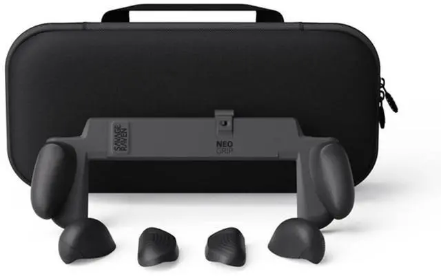Main image of Savage Raven by Skull & Co. NeoGrip Bundle: an Ergonomic Grip Hard Shell with Replaceable Grips [to fit All Hands Sizes] for Nintendo Switch 2 with Maxcarry Carrying Case - Black