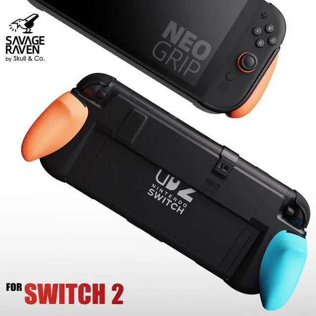 Alt view image 2 of 5 - Savage Raven by Skull & Co. NeoGrip Bundle: an Ergonomic Grip Hard Shell with Replaceable Grips [to fit All Hands Sizes] for Nintendo Switch 2 with Maxcarry Carrying Case - Black