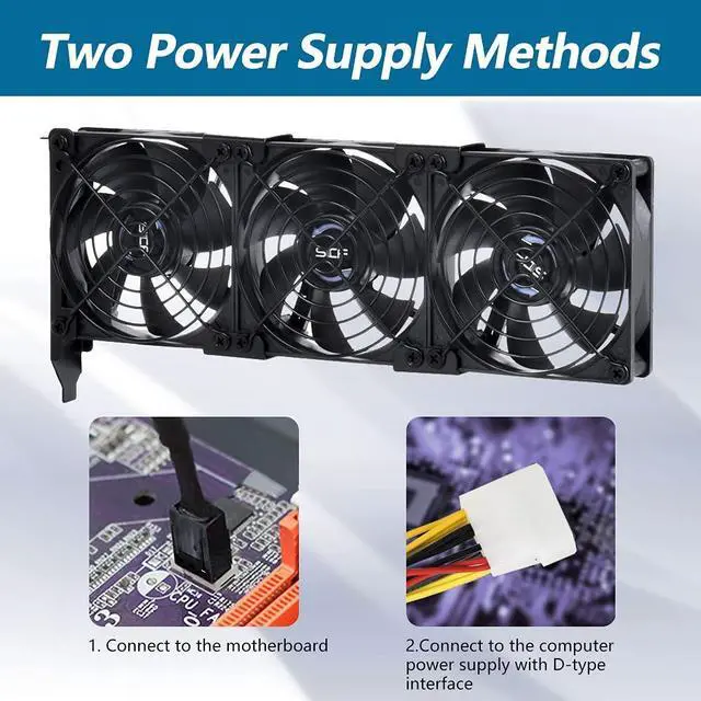 Alt view image 4 of 5 - SCCCF 3x90mm 92mm Graphic Card Fans, Graphics Card Cooler, Video Card VGA Cooler, PCI Slot Fan GPU Cooler