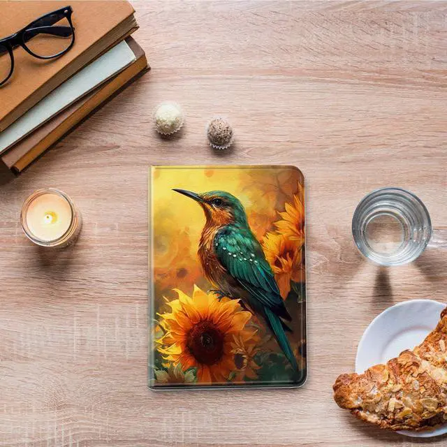 Alt view image 2 of 5 - SDFCVBTYU Case for Kinlde Fire HD 10 Tablet Case (11th Generation 2021 Release) Fire HD 10 Plus Case 2021 Slim PU Leather Smart Folio Stand Cover with Auto Wake Sleep, Hummingbirds Sunflower