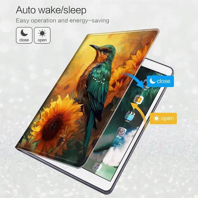 Alt view image 3 of 5 - SDFCVBTYU Case for Kinlde Fire HD 10 Tablet Case (11th Generation 2021 Release) Fire HD 10 Plus Case 2021 Slim PU Leather Smart Folio Stand Cover with Auto Wake Sleep, Hummingbirds Sunflower