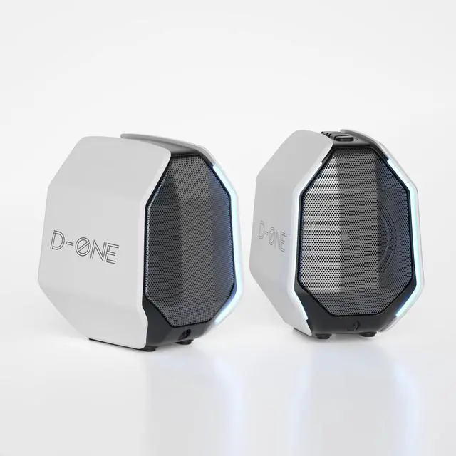 Main image of IBALL*BOX D-ONE 30W PC Gaming Computer Speakers for Laptop, Mac, Desktop Computer, Woofer Speakers, Bluetooth, USB, 3.5mm AUX Inputs, RGB Lights, Multimedia Speakers, White