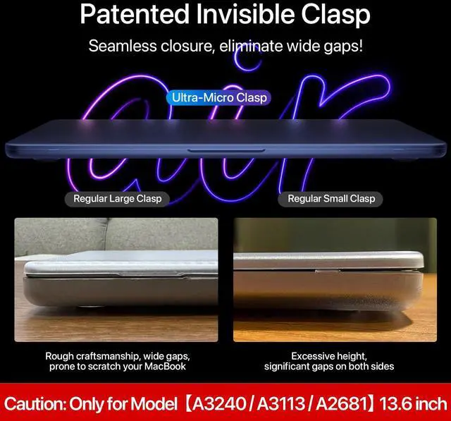 Alt view image 4 of 5 - Soonjet Compatible for MacBook Air 13.6 inch Case M4 M3 M2 2025 2024-2022 Release Model A3240 A3113 A2681, Sturdy Protective Hard Shell Case Cover for MacBook Air M2 13 inch - Midnight Clear