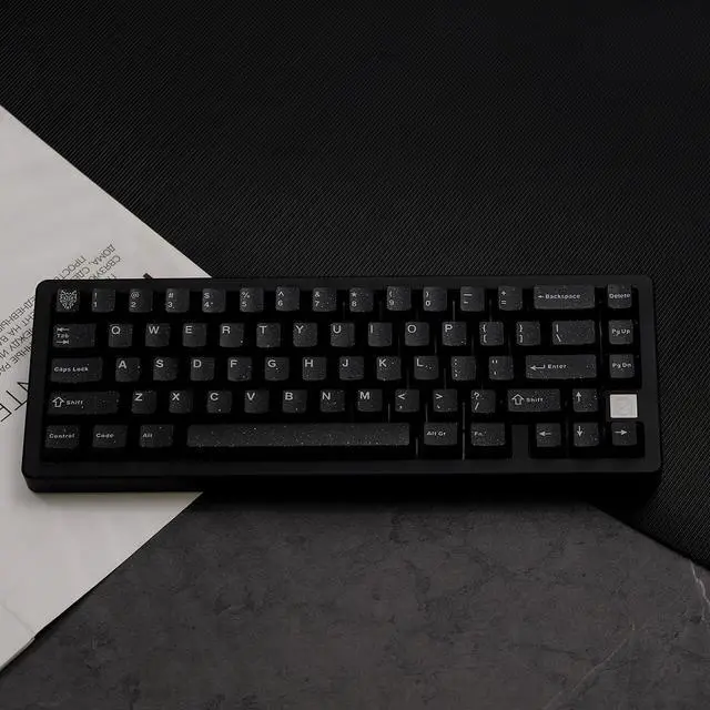 Alt view image 3 of 5 - 114 Keys Doubleshot Translucent Keycaps, Glitter Black keycaps, Cherry Profile Keycap Set for 60% 65% 75% Mechanical Keyboard Cherry Mx Switches